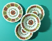 Syracuse China Coral n' Jade Restaurant Ware - 3 Little Bowls and 1 Small Plate Vintage 1960's