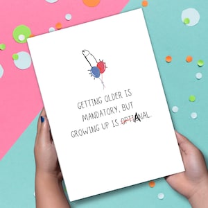 Divertente biglietto di compleanno maleducato – Umorismo per adulti immaturi – Regalo gag esilarante – Design di palloncini sfacciati – Include busta – Cartoncino opaco da 300 g/m²