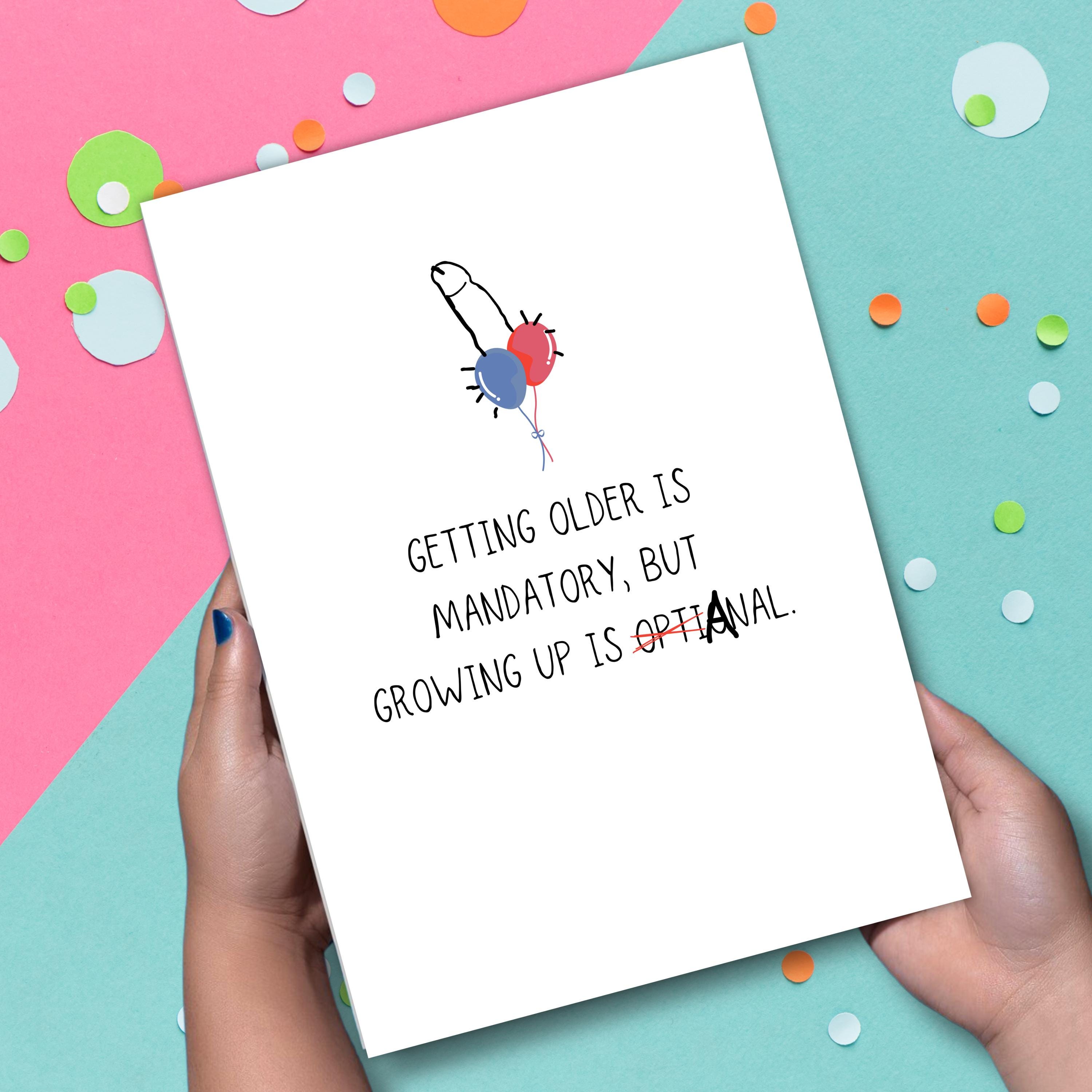 Funny Rude Birthday Card – Immature Adult Humour – Hilarious Gag Gift – Cheeky Balloons Design – Includes Envelope – 300gsm Matte Cardstock