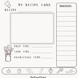 Printable Recipe Cards with Photo Space (PDF & PNG)