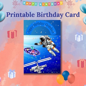 Alles Gute zum Geburtstag Karte für Enkel - Astronaut Thema