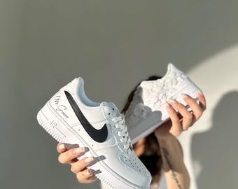 Custom Groom Wedding Sneakers | Personalized Nike АF 1 with Name & Date | Men’s Bridal Shoes