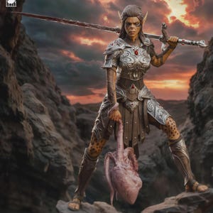 Alien Warrior Woman Fantasy Elf Fighter Miniature with Greatsword | STL Files for 3D Printing | Pre-Supported & Unsupported | By Bulkamancer