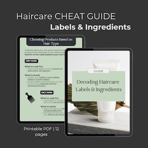 Hair Product Ingredient Guide | Decode Labels: Silicones, Sulfates, Alcohols | Healthy Hair (Digital Download, Salon-Use)