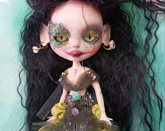 Custom OOAK Blythe Doll, Handmade Mermaid Art Doll, Collectible