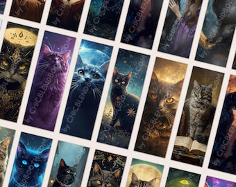 100 MYSTIC CATS BOOKMARKS Printable Bundle Instant Digital Download Pdf  Bookmark Craft Set Last Minute Diy Gift for Readers Book Lovers Cat