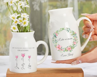 Personalisierte Keramik Blumenvase, Vase Geschenk für Tante, Custom Mom Blumenvase, Geschenk für Sie, Muttertagsgeschenke für Mama Oma, Muttertagsvase