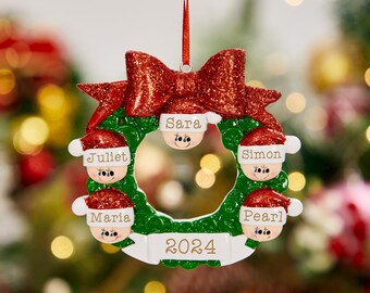 Personalisierte Harz Familie Ornament, gravierte Weihnachten Familie Ornament, Weihnachtsgeschenke Weihnachten Familie von 2,3,4,5,6 Ornament 2025,Weihnachtsdekor
