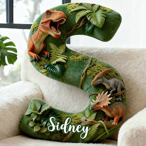 Custom Dinosaur Letter Pillow,Personalized Alphabet Dinosaur Pillow,Initial Dinosaur Pillow with Baby Boy Name,Birthday Gift,Christmas Gift
