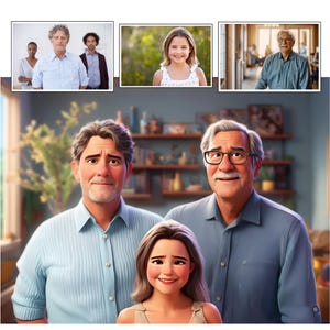 Custom Photo-to-Cartoon Merge Combine Photos To Portrait Personalized Family Members merged Cartoon from Photo Cartoon Made to Order Present
