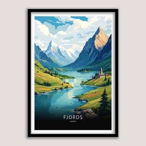 Poster de voyage Norvège des fjords : art du paysage scandinave (fichier numérique)