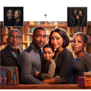 Custom Photo-to-Cartoon Merge Combine Photos To Portrait Personalized Wedding Couple merged Cartoon Made to Order Special Occasion Gift