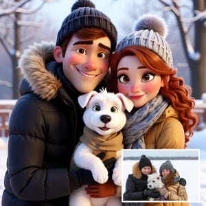 Custom 3D Cartoon Animation Personalized Couple Pet Dog Portrait Pixar Style Cartoon Made to Order Present Digital File Valentine's Day Gift