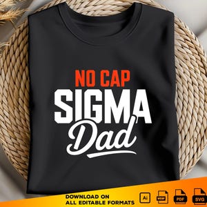 No Cap Sigma Dad SVG, Funny Dad Shirt, Sigma Male Meme SVG, Cool Father’s Day Gift for Men, Alpha Sigma Male Dads, sigma male PNG, Dad Tee