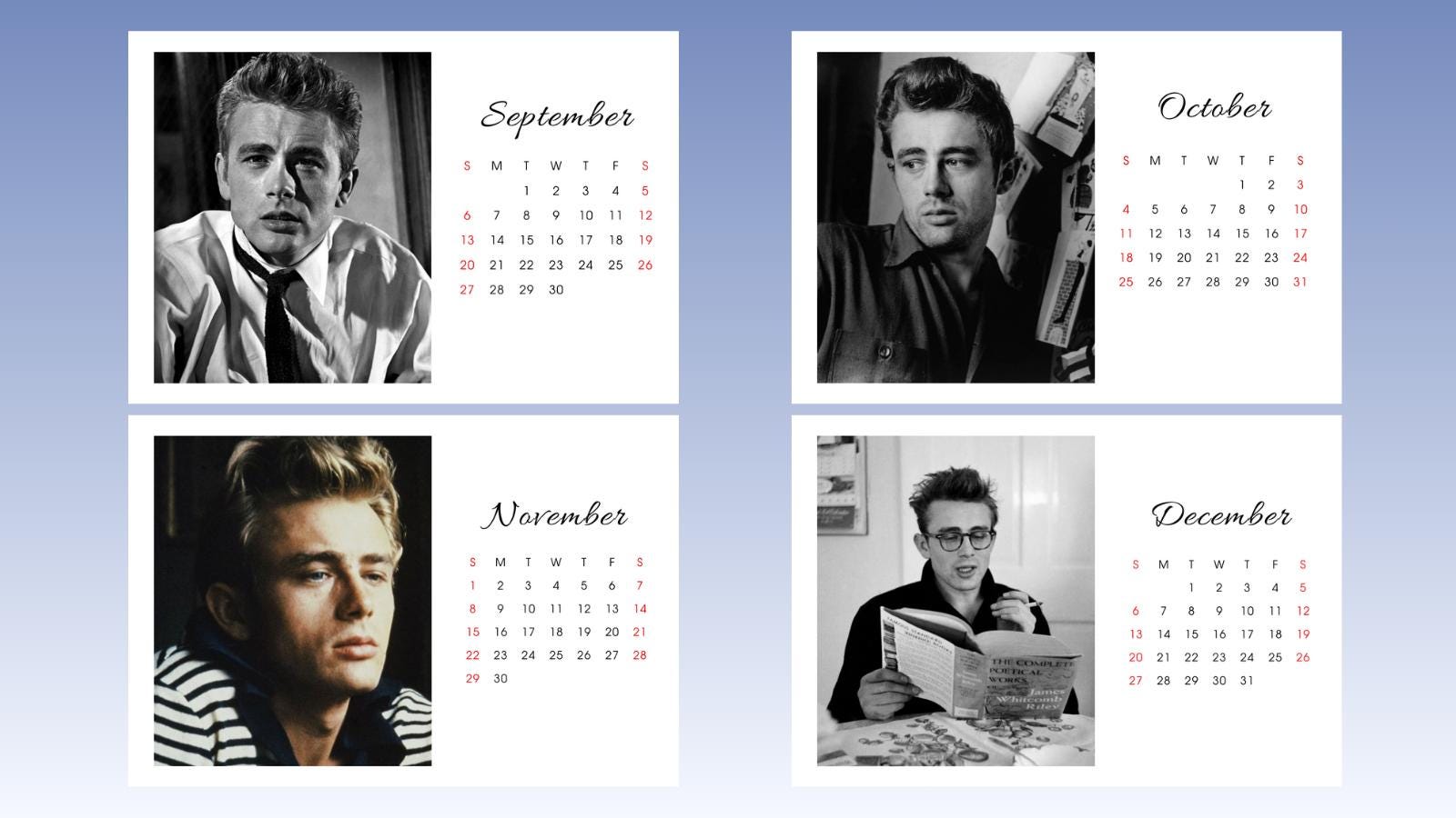 James Dean カレンダー ポスター 1998年 レトロ市☆1993'ジェームスディーンポスターカレンダー超大判サイズ73