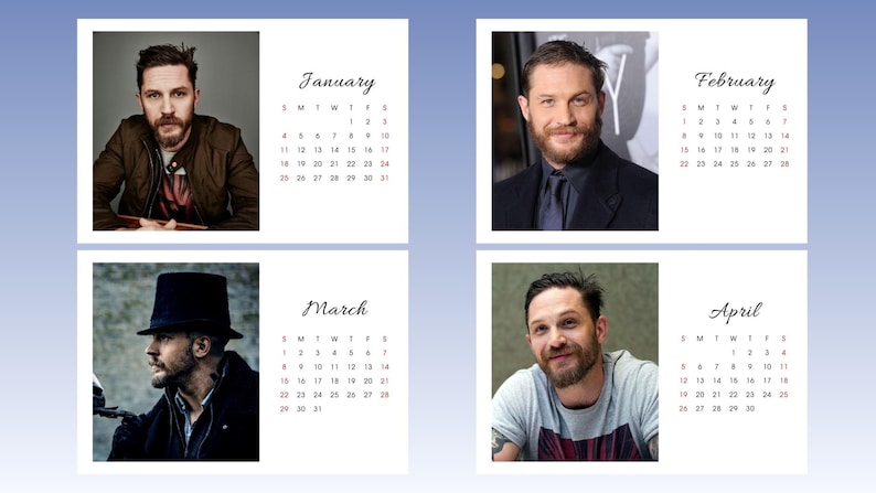 Tom Hardy 2026 Calendar - Etsy
