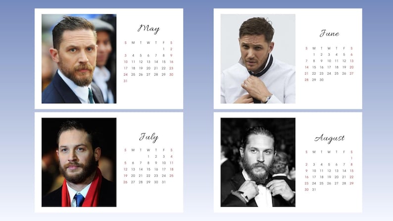 Tom Hardy 2026 Calendar - Etsy