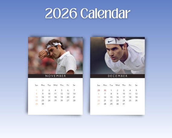 ロジャー・フェデラー 2026 カレンダー - Etsy 日本