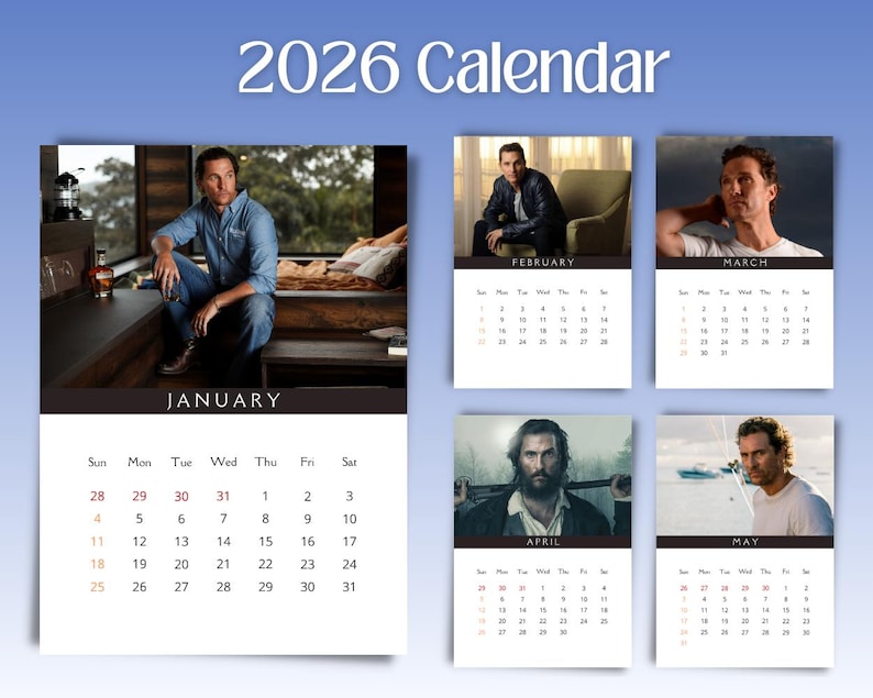 Matthew Mcconaughey 2026 Calendar Etsy Il 1ln4 
