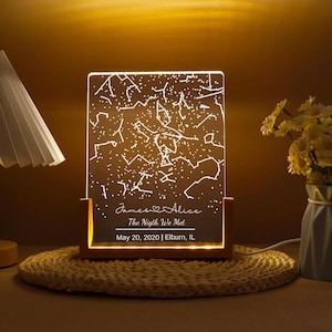 Lampe de carte de constellation personnalisée - Cadeau Star Map Night Light - Cadeau pour petit ami/petite amie -Cadeau de carte d’étoiles pour les couples