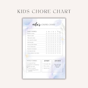 Editable Kids Chore Chart Template | Printable Daily & Weekly Routine Tracker | Canva Chart for Child Responsibilities | Instant Download