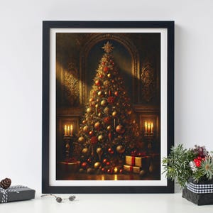 Antique Christmas Tree | Dark Academia PRINTABLE Wall Art | Victorian Holiday Digital Download | Moody Festive Decor | Vintage Christmas Art