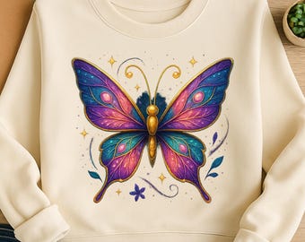 Butterfly PNG: Mystical Colorful Insect Clipart for DTF & Sublimation (Digital Download)