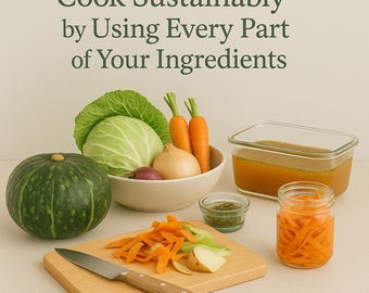 25 Zero Waste Recipes Cookbook PDF | Eco Friendly Sustainable Cooking | Digital Recipe Book Using Scraps | Green Kitchen Guide