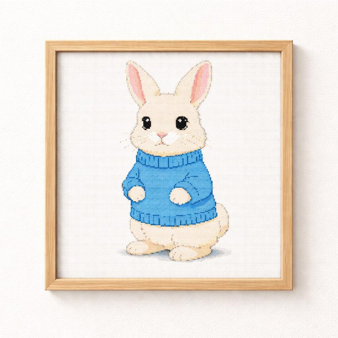 Bunny Cross Stitch Pattern PDF Download Rabbit in Sweater Modern ...