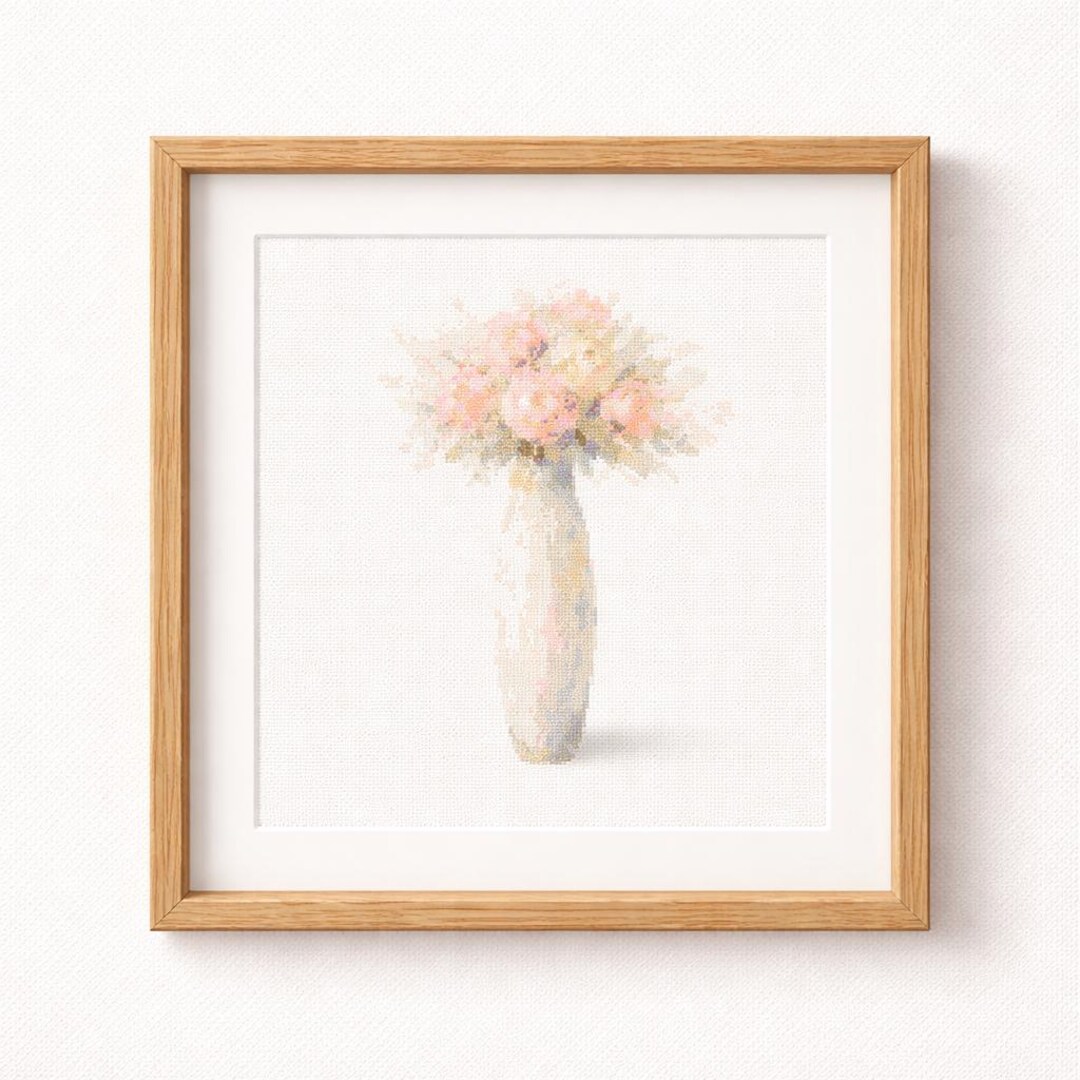 Floral Rose Bouquet in Vase Cross Stitch Pattern PDF Download ...