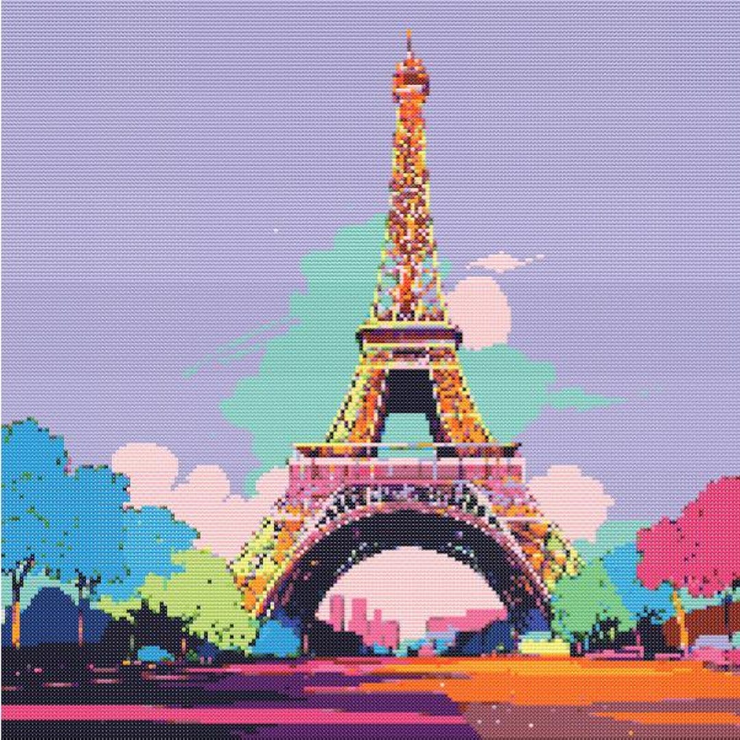 Eiffel Tower Cross Stitch Pattern Home Decor Gift Colorful Embroidery ...