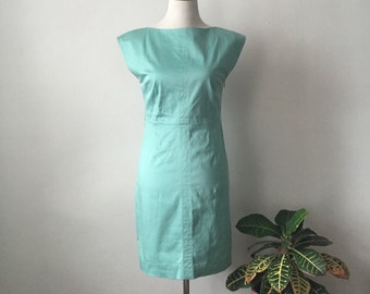 Vintage 1960s Mint Green Cotton Shift Dress