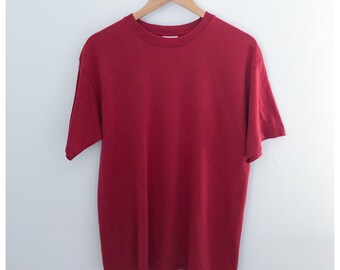 Vintage 90er Jahre dunkel rot Basic Tee Medium