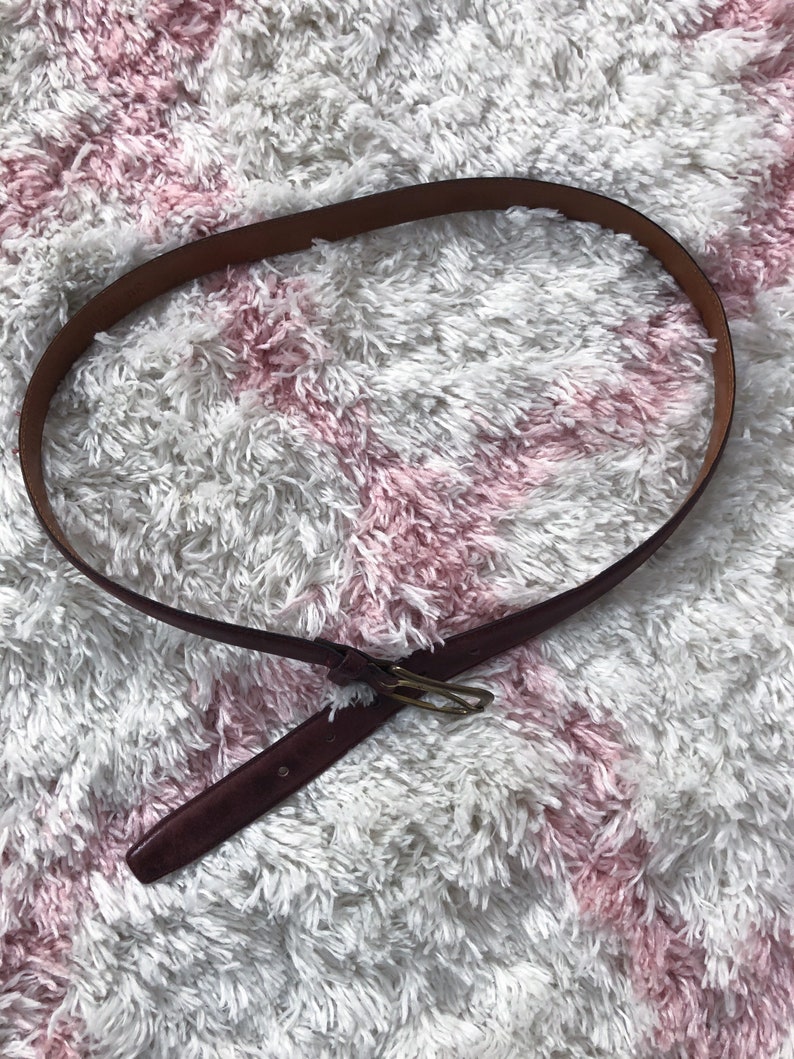 Vintage 80s Bass Burgundy Leather Belt Small image 4