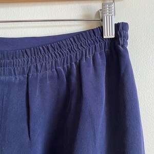 Vintage 90s Navy Blue Silk High Waisted Pencil Skirt Size 6 image 9