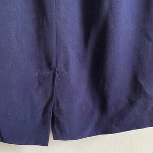 Vintage 90s Navy Blue Silk High Waisted Pencil Skirt Size 6 image 10