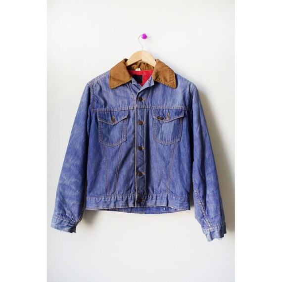 Vintage 60s Sears Quilt Lined Mens Denim Jacket Si