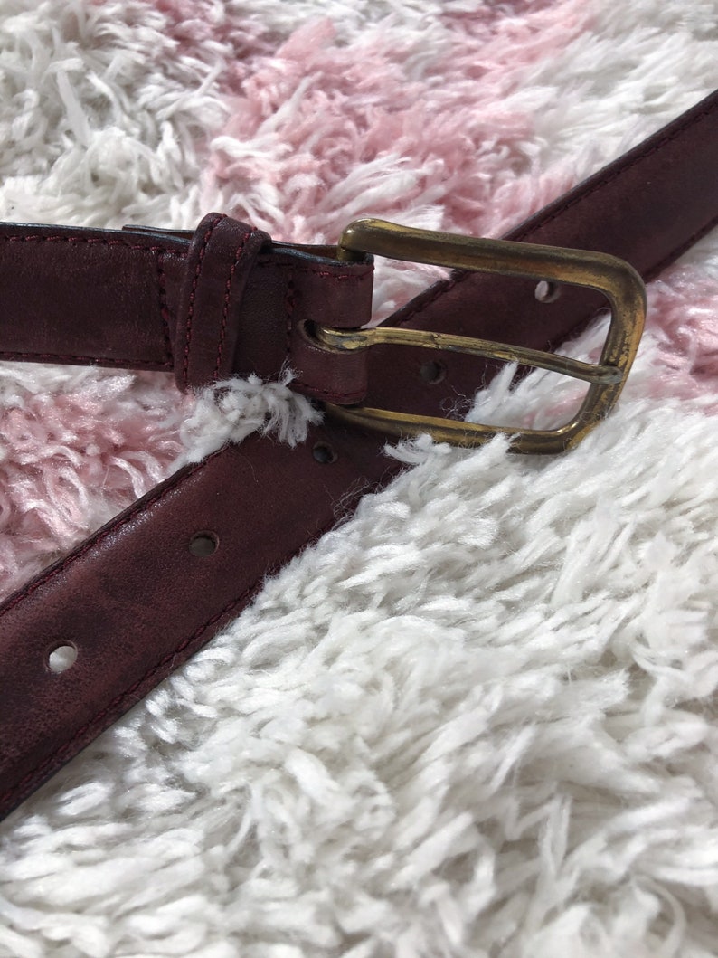 Vintage 80s Bass Burgundy Leather Belt Small image 5