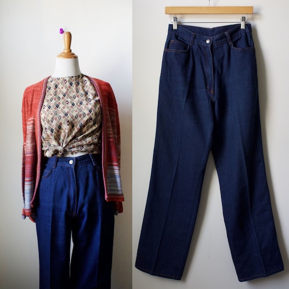 Vintage 70s High Waisted Straight Led Jeans 26" Wa