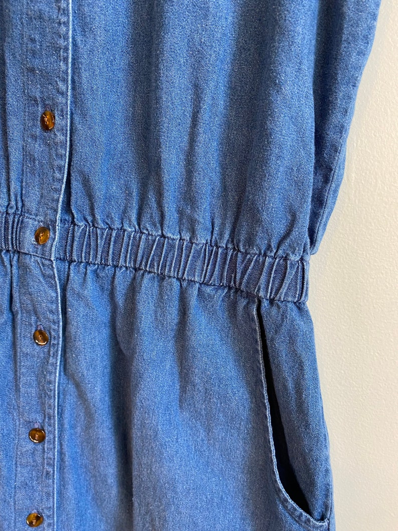 Vintage 90s Button Front Denim Mini Dress Medium image 6