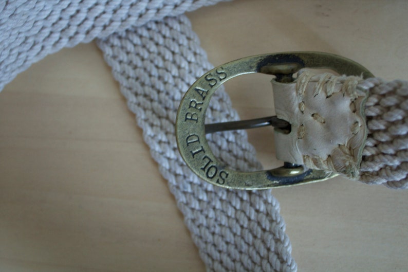 Vintage 1970s White and Brass Rope Belt image 3