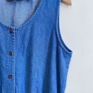 Vintage 90s Button Front Denim Mini Dress Medium image 3