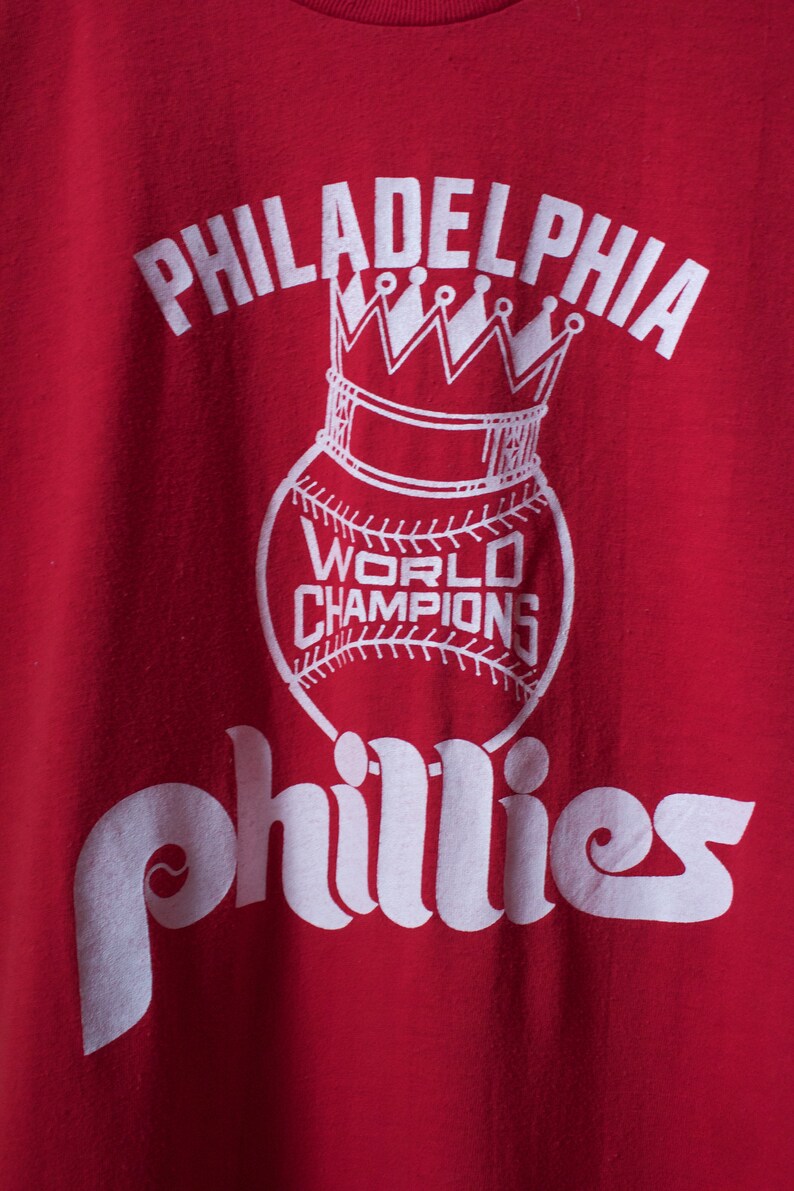 Vintage 80s Red Baseball Philadelphia Phillies World Champions Tee XSmall / Small image 3