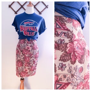 Vintage 90s Laura Ashley Pink Rose Corduroy Mini Skirt 2/4 image 1