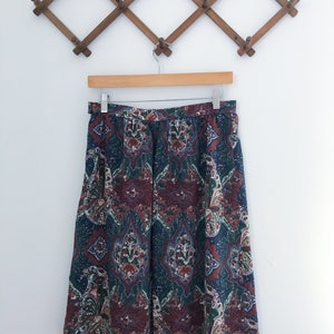 Vintage 70s Blue Green Paisley Midi Skirt Small image 5