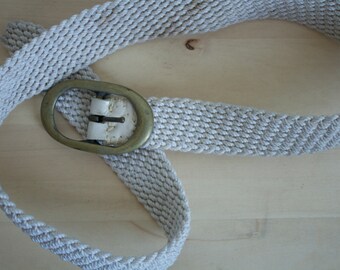 Vintage 1970s White and Brass Rope Belt