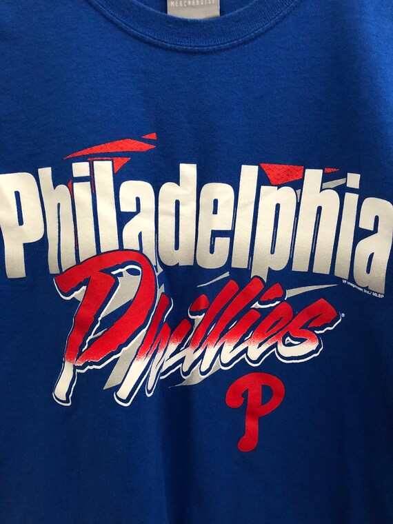 Vintage 90s Philadelphia Phillies Blue Logo Tee M… - image 3