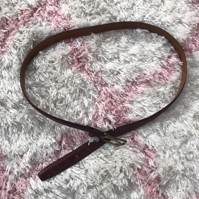 Vintage 80s Bass Burgundy Leather Belt Small image 2