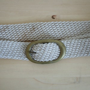 Vintage 1970s White and Brass Rope Belt image 4