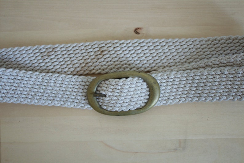 Vintage 1970s White and Brass Rope Belt image 4